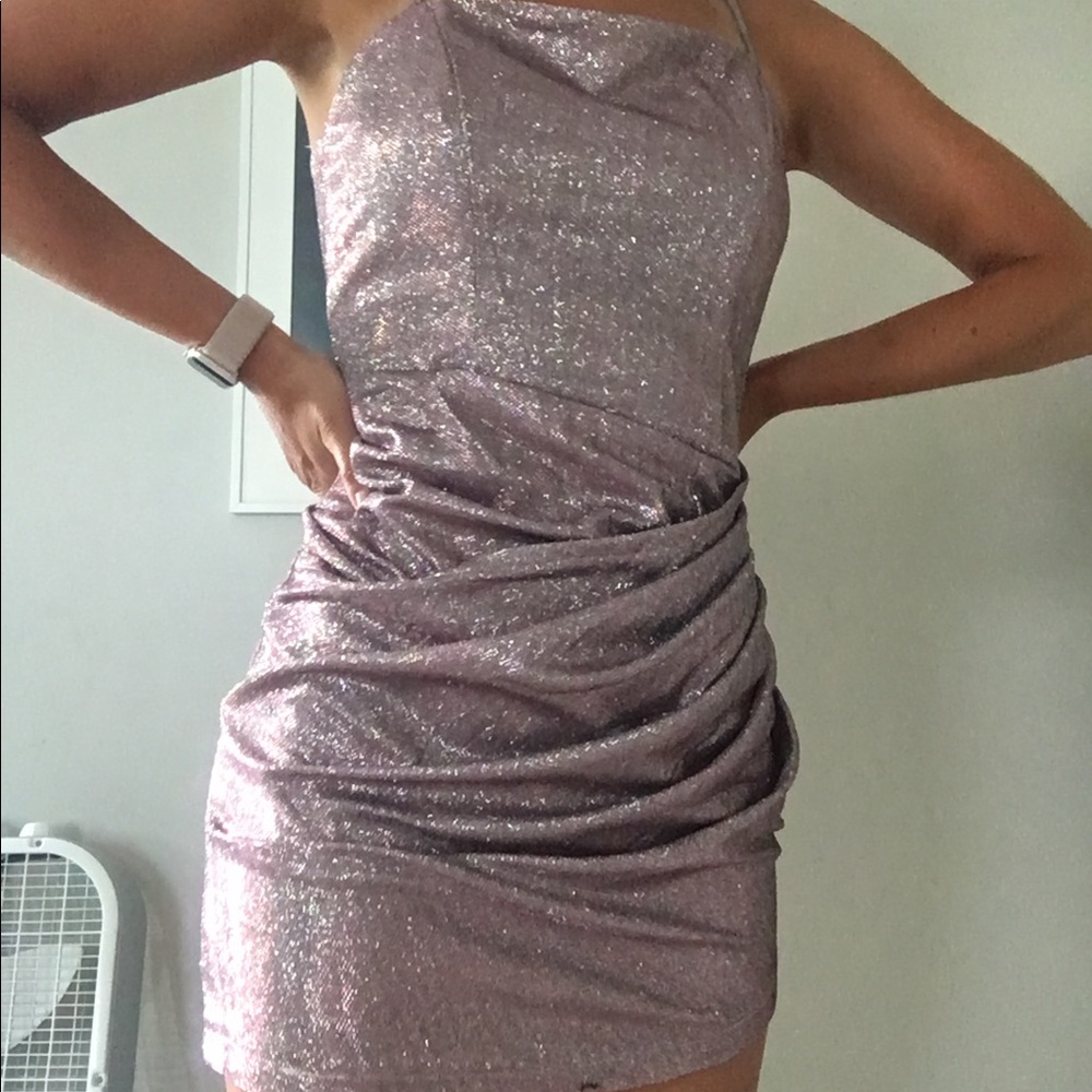Sparkly purple body con dress